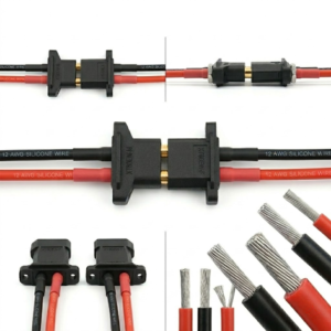 xt60ew f waterproof panel mount connector extension cable l100mm 12awg silicone wire for industrial enclosures