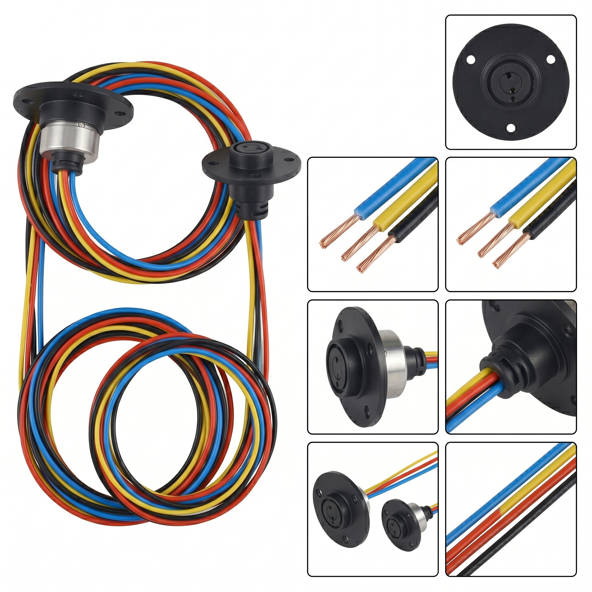 premium flange mount capsule slip ring | 24 awg teflon wire for testing & measurement premium flange mount capsule slip ring | 24 awg teflon wire for testing & measurement