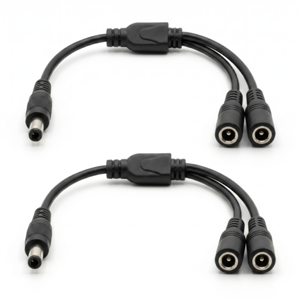 dc 5.5x2.1mm power splitter cable with inline on/off switch (1 to 2) for led strip lighting (copy)