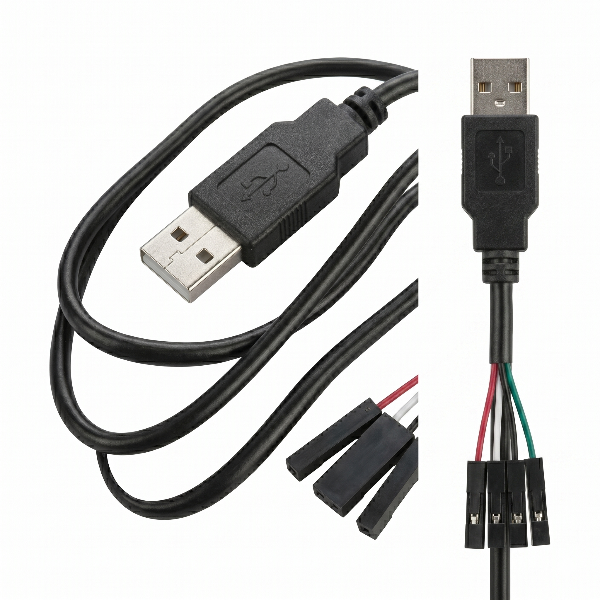 usb type a to 4 pin dupont female jumper wire | 2.54mm pitch cable for pcb testing & debugging usb type a to 4 pin dupont female jumper wire | 2.54mm pitch cable for pcb testing & debugging