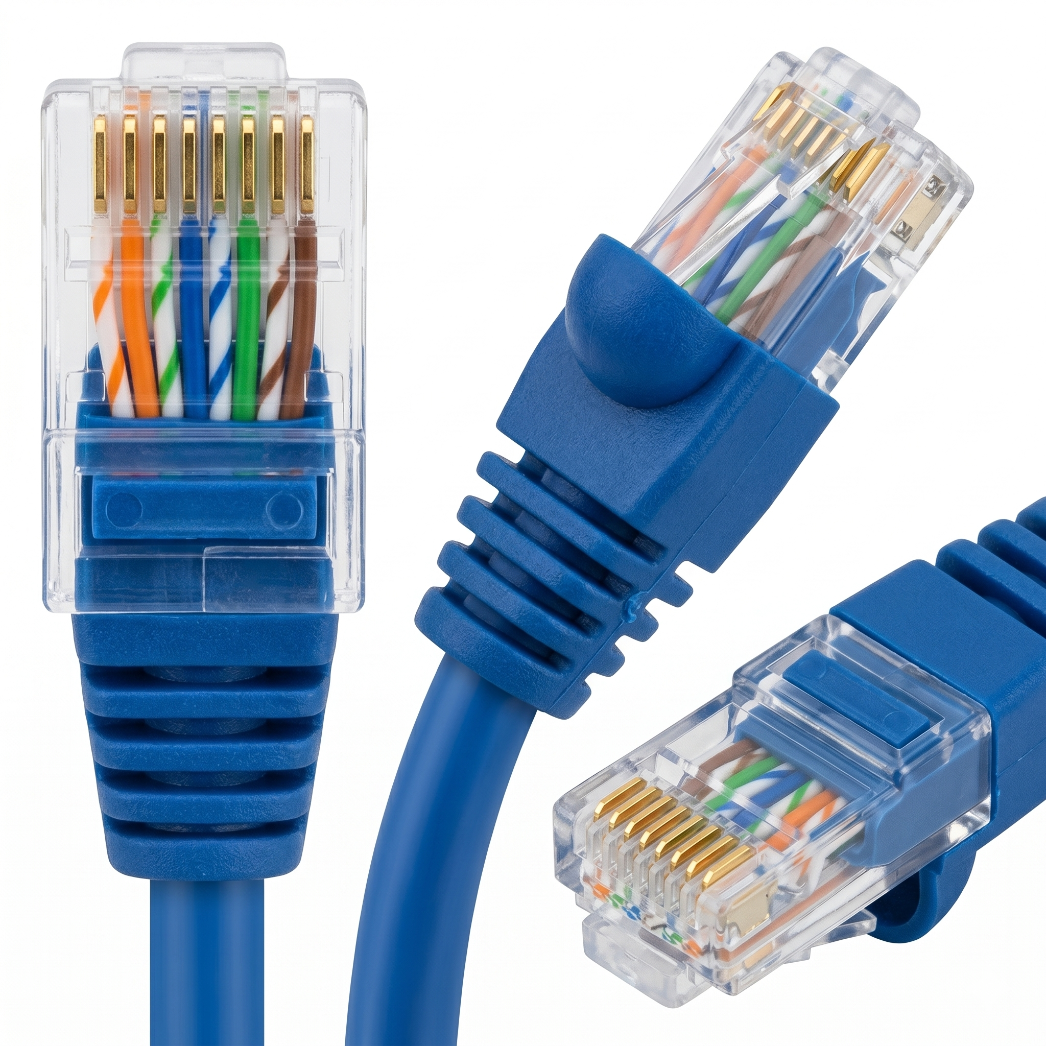 Cat6 Ethernet patch cable snagless RJ45 network cable, custom LAN cable assembly, 24 AWG bare copper ethernet wire, molded boot UTP patch cord