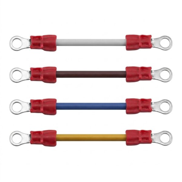 50mm pre-crimped ring terminal jumper wires with red insulation sleeves