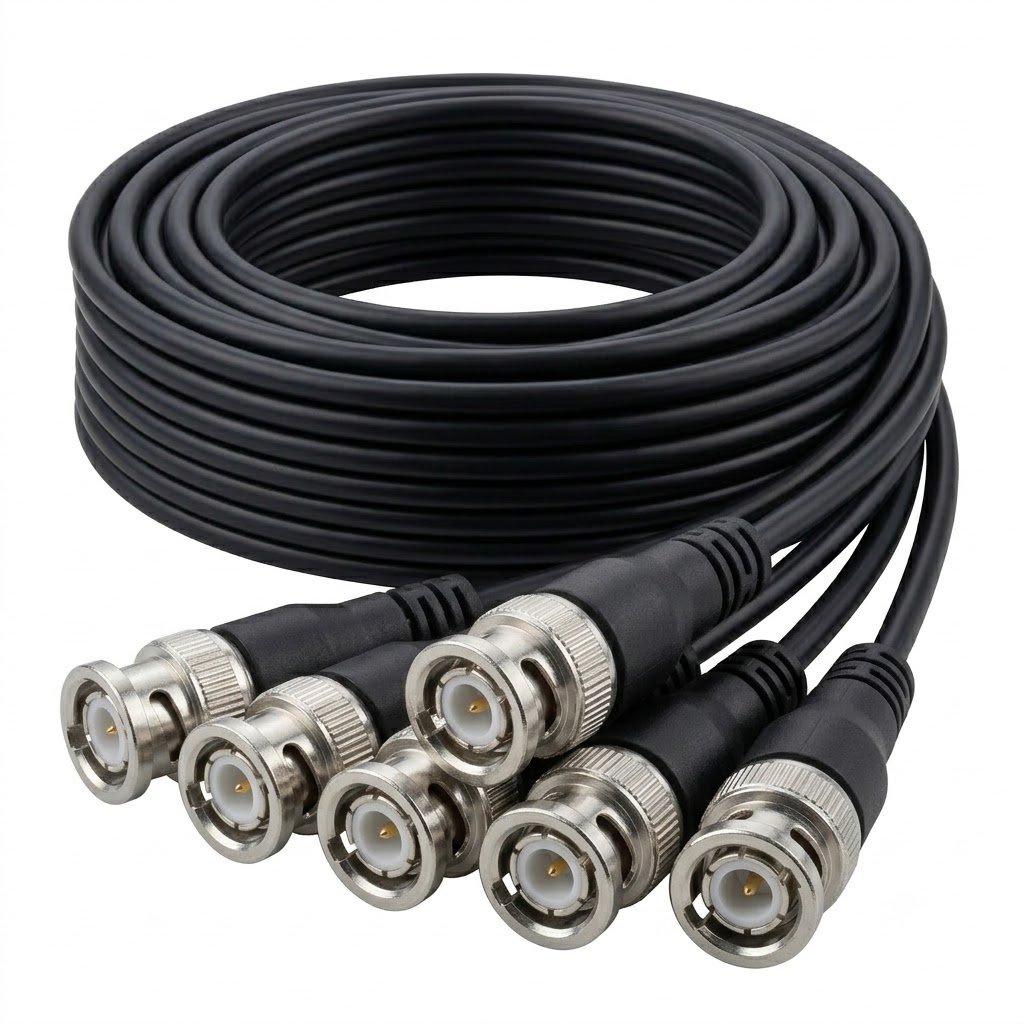 BNC Male to Male Coaxial Cable Black BNC male to male coaxial cable with metal connectors on both ends