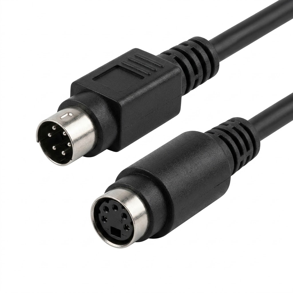 PS/2 Male to Female Extension Cable – 6-Pin Mini-DIN Black PS/2 Male to Female Extension Cable with 6-Pin Mini-DIN Connectors and PVC Jacket