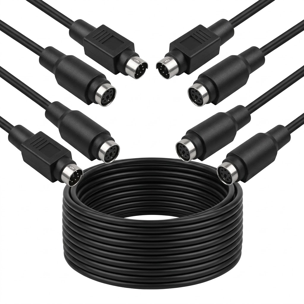 PS/2 Male to Female Extension Cable – 6-Pin Mini-DIN Black PS/2 Male to Female Extension Cable with 6-Pin Mini-DIN Connectors and PVC Jacket