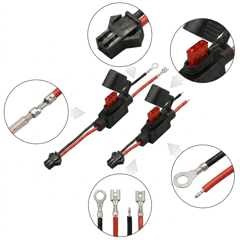 50mm Waterproof Inline ATC/ATO Blade Fuse Holder Wiring Harness 50mm waterproof inline ATC/ATO blade fuse holder wiring harness with protective cover