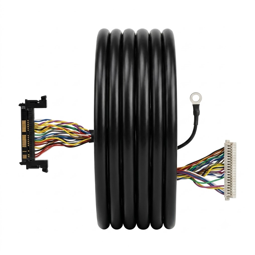 70mm Custom Multi-core Shielded Wiring Harness with IDC Connection 70mm custom multi-core shielded wiring harness with IDC connector and terminal-board connection