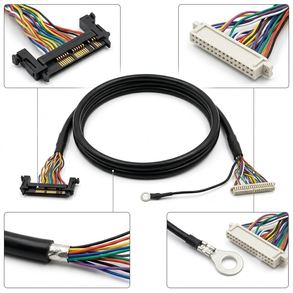 70mm Custom Multi-core Shielded Wiring Harness with IDC Connection 70mm custom multi-core shielded wiring harness with IDC connector and terminal-board connection