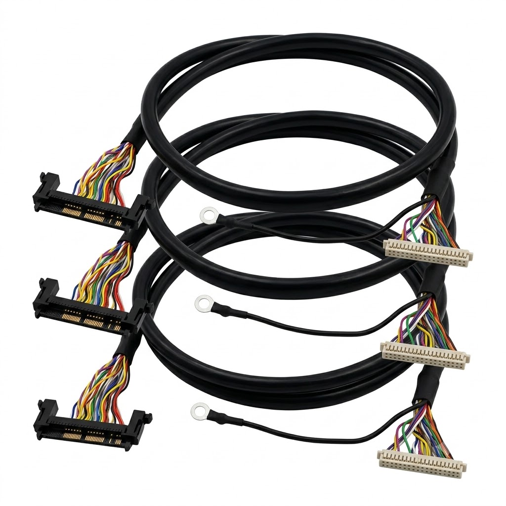 70mm Custom Multi-core Shielded Wiring Harness with IDC Connection 70mm custom multi-core shielded wiring harness with IDC connector and terminal-board connection