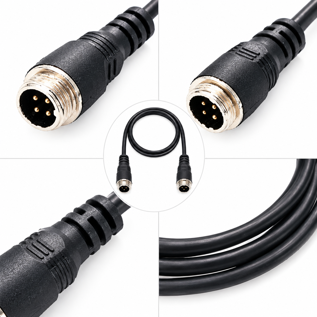 4-Pin Aviation Extension Cable for Automotive Video Systems 4-pin aviation extension cable for compatible automotive video systems, reversing cameras, and in-car displays