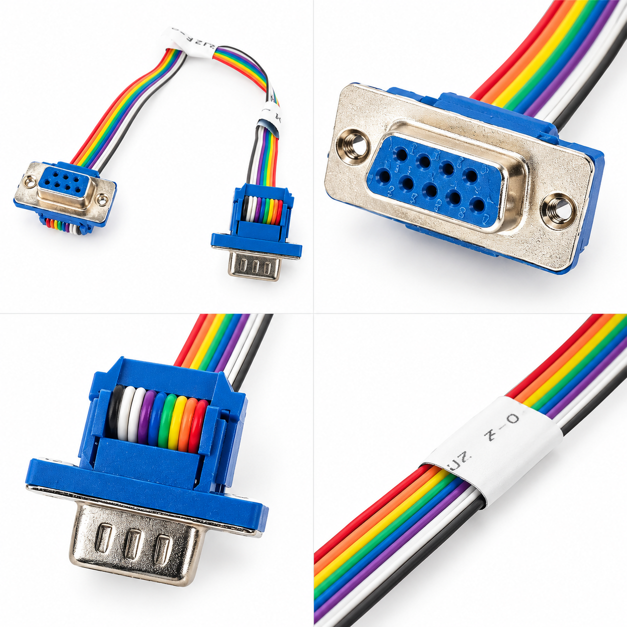 80mm DB9 Female-to-Female Rainbow Ribbon Cable 80mm DB9 Female-to-Female Rainbow Ribbon Cable