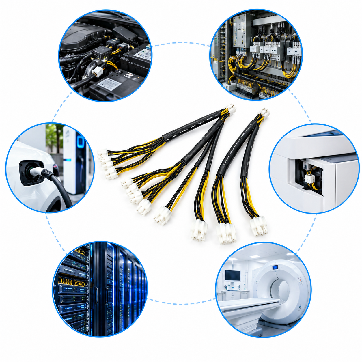 100mm 6-Pin Power Adapter Cable for Mining Equipment 100mm 6-pin power adapter cable with black and yellow wires for compatible mining equipment