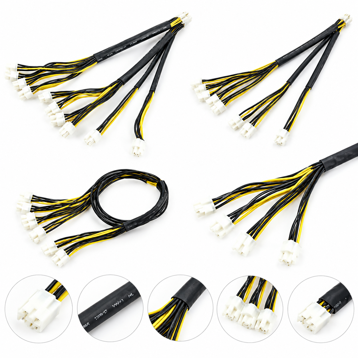 100mm 6-Pin Power Adapter Cable for Mining Equipment 100mm 6-pin power adapter cable with black and yellow wires for compatible mining equipment