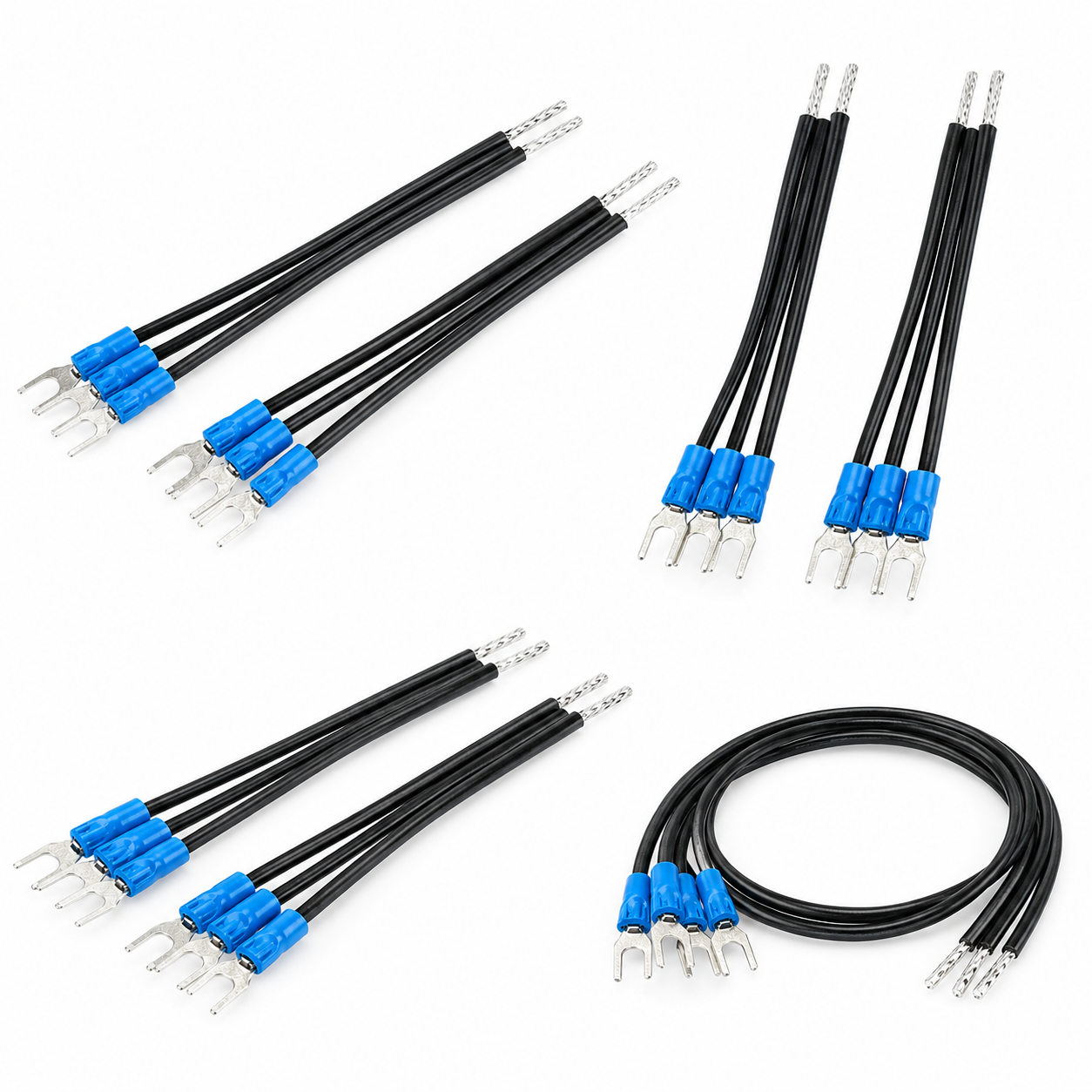 80mm Fork Terminal Wire Assembly 80mm black wire assembly with blue-insulated U-shaped fork terminal