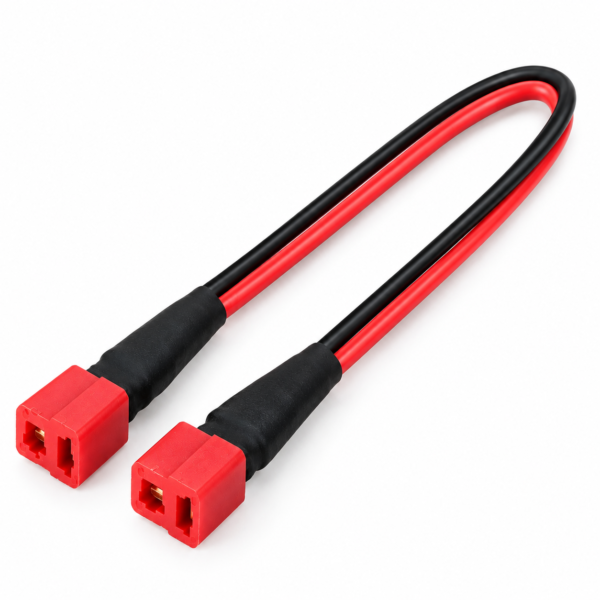 68mm Deans T-Plug 2-pin battery connector cable with red and black wires
